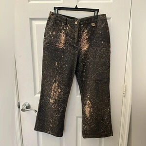 ! St. John Sport High Rise Printed Dark Wash Trouser Denim Jeans Multico…